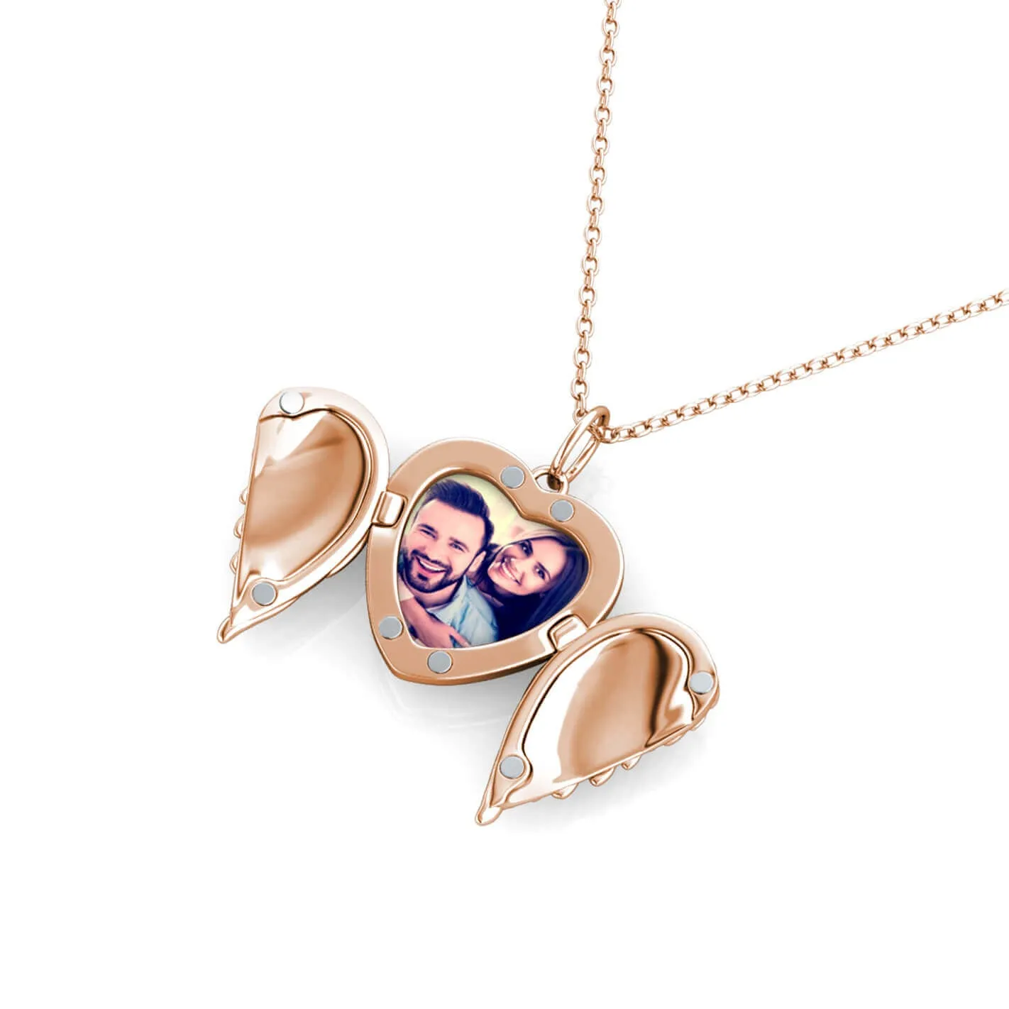 Angel Wings Personalised Photo Locket Necklace | Photo Necklace | Picture Necklace | Sterling Silver