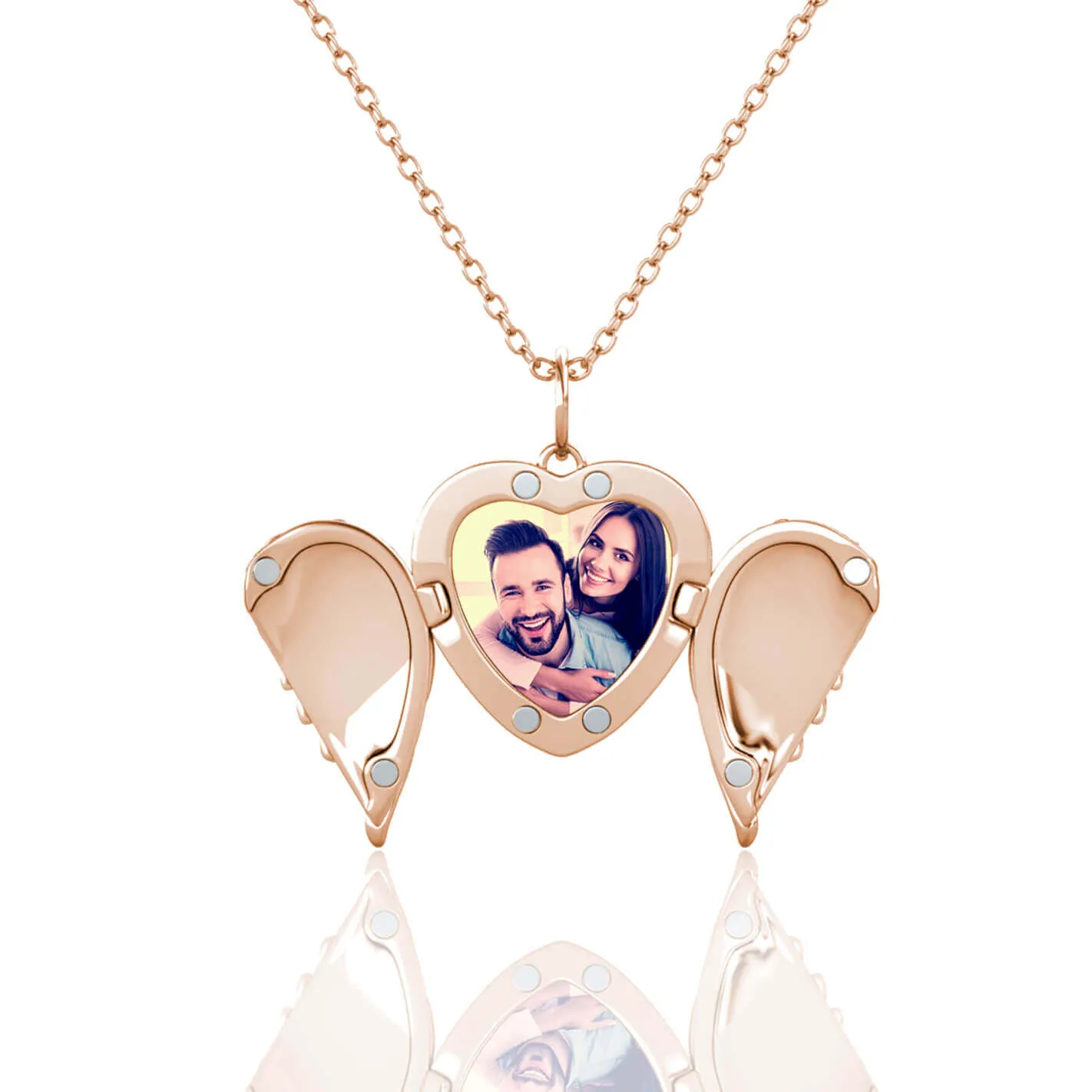 Angel Wings Personalised Photo Locket Necklace | Photo Necklace | Picture Necklace | Sterling Silver