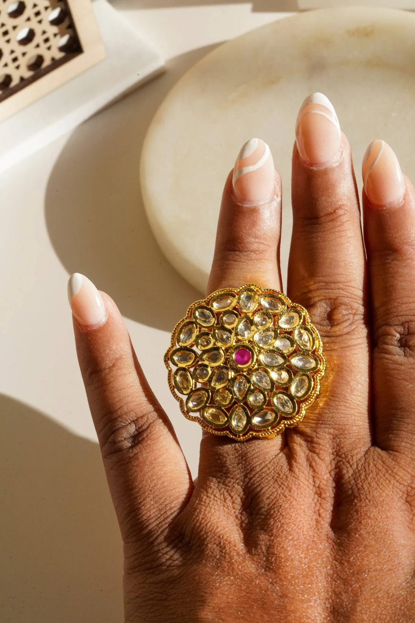 Anjali - Kundan Adjustable Statement Ring