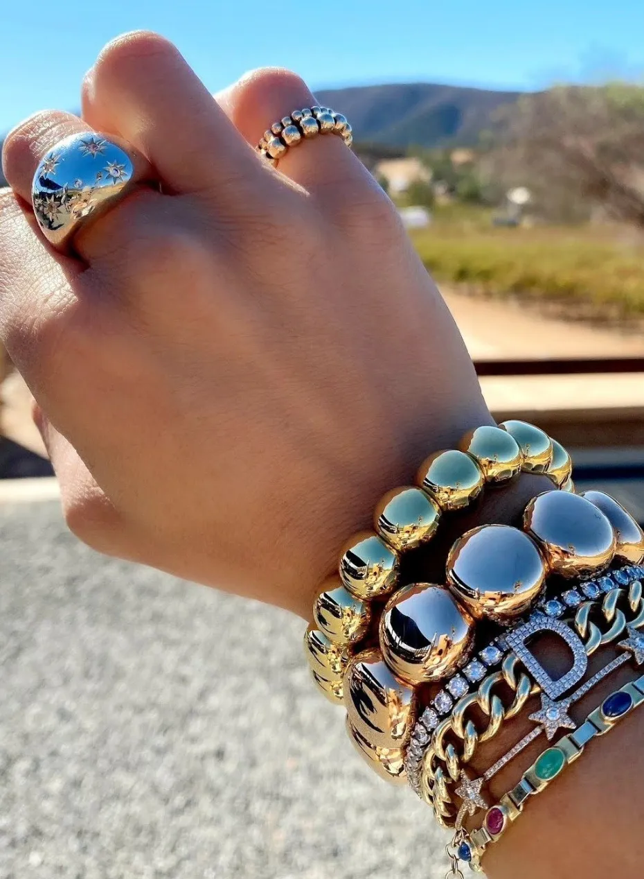 Aura Dama Large Beads with Diamond Bars Bracelet by Roberto Demeglio