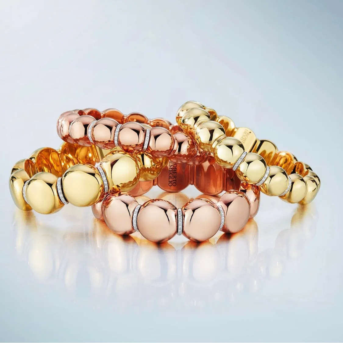 Aura Dama Large Beads with Diamond Bars Bracelet by Roberto Demeglio