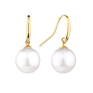 Australian South Sea Pearl Drop Earrings in 18ct Yellow Gold