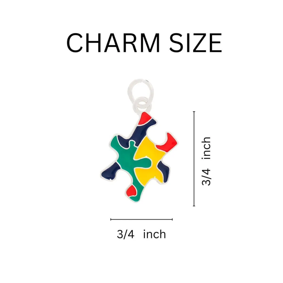 Autism Colored Puzzle Piece Silver Beaded Bracelets