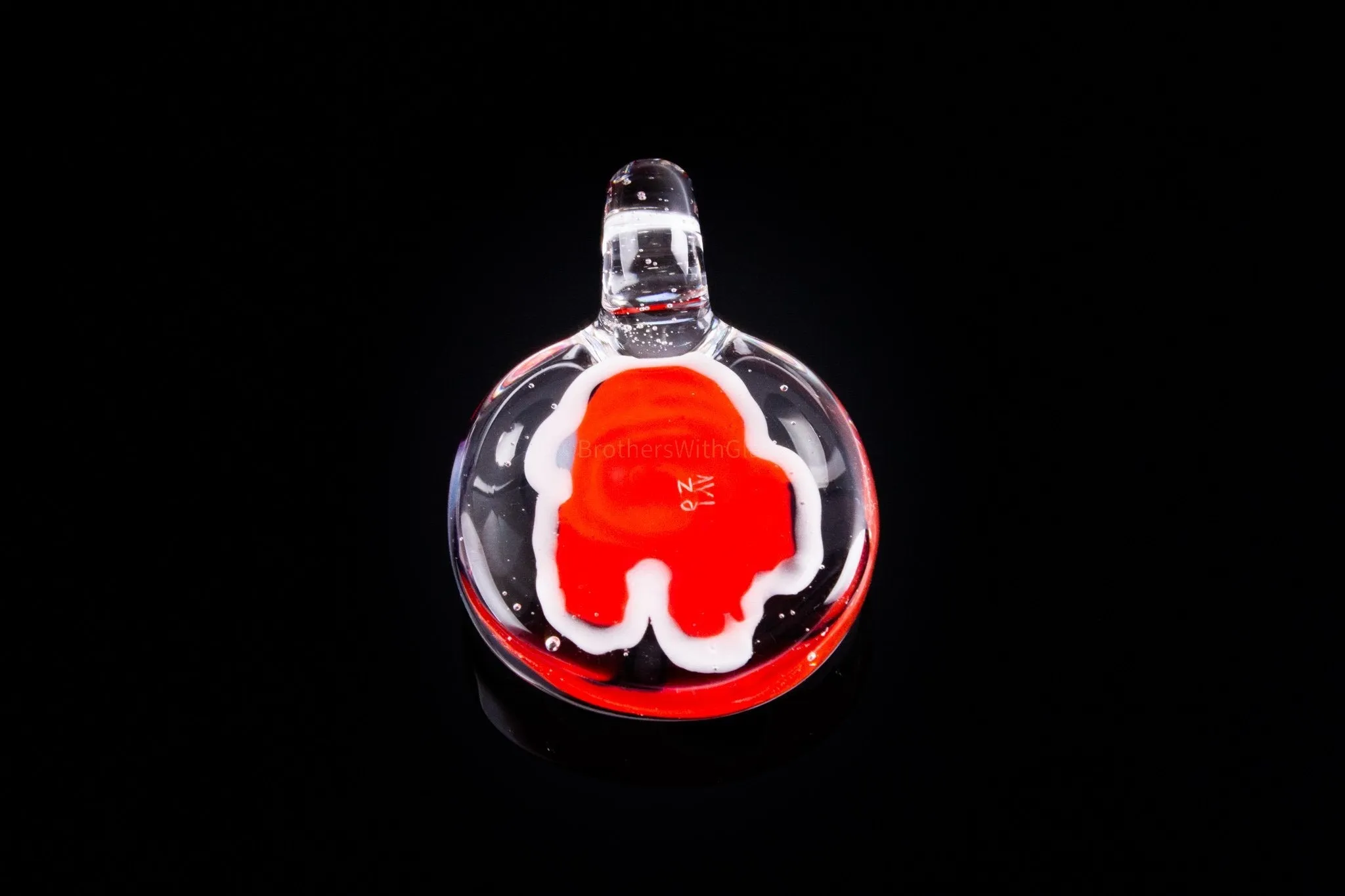 AVI Glass UV Reactive Red Among Us Pendant with Opal