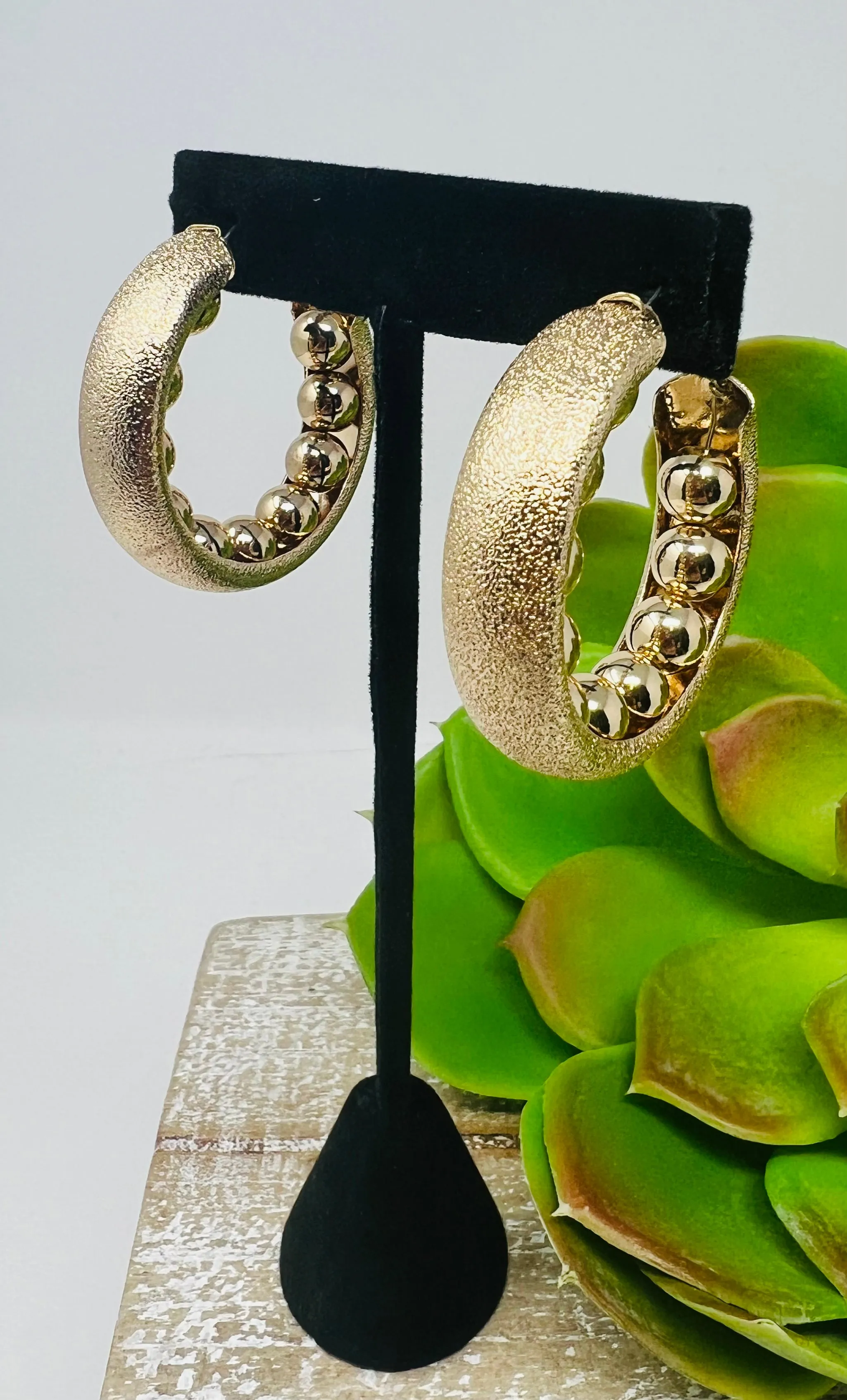 Bead on Hoop Earrings
