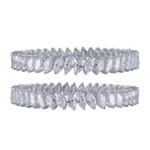 Beauvince Inaya Marquise Solitaire Diamond Bangle in White Gold