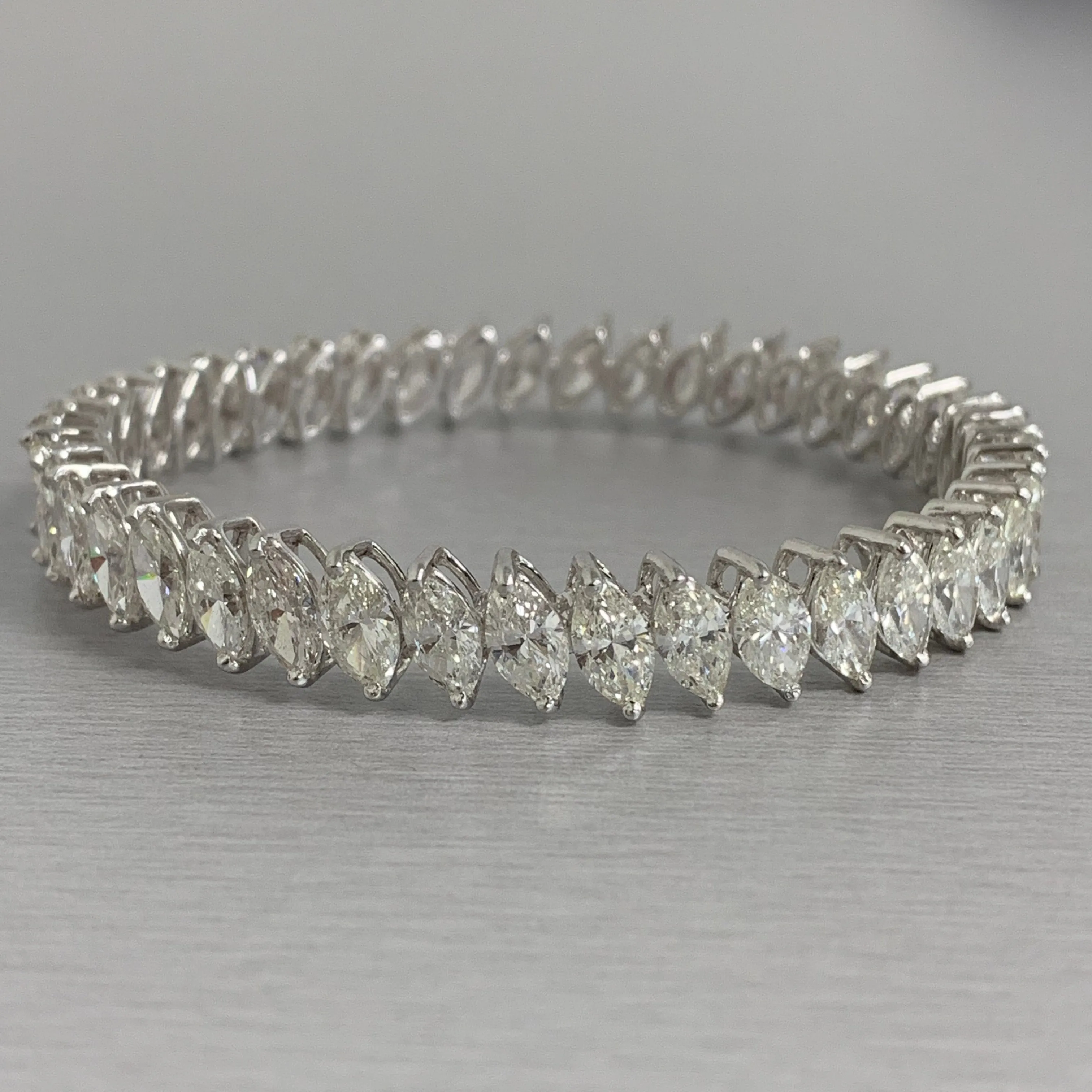 Beauvince Inaya Marquise Solitaire Diamond Bangle in White Gold