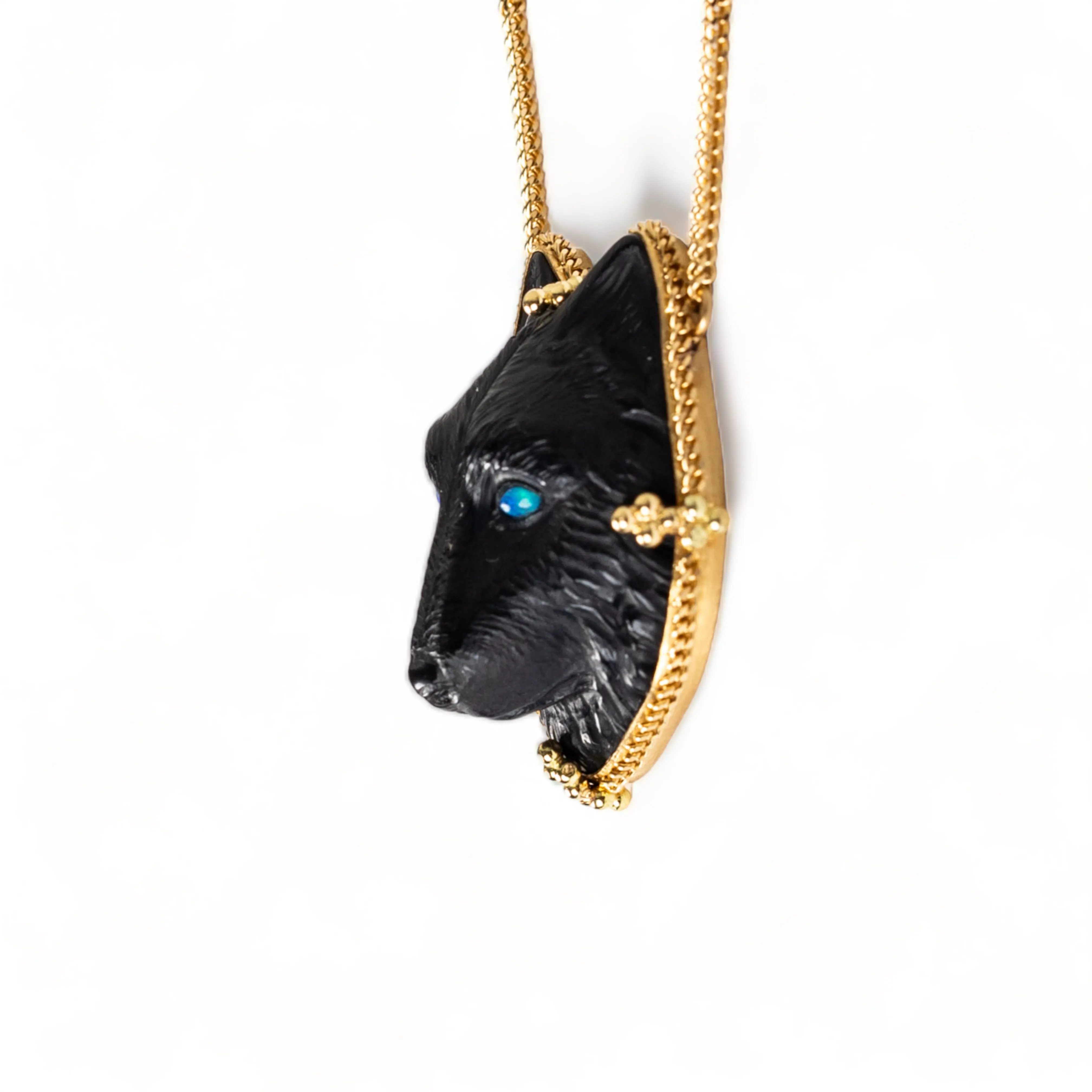 Black Onyx Wolf Necklace
