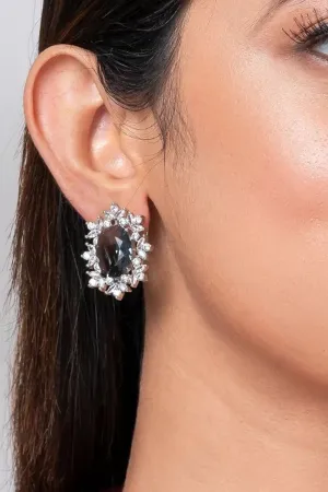 Black Oval Diamond Earrings