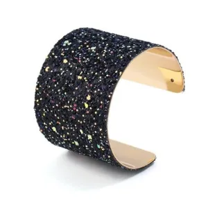 Black Sequin Wide Bangle