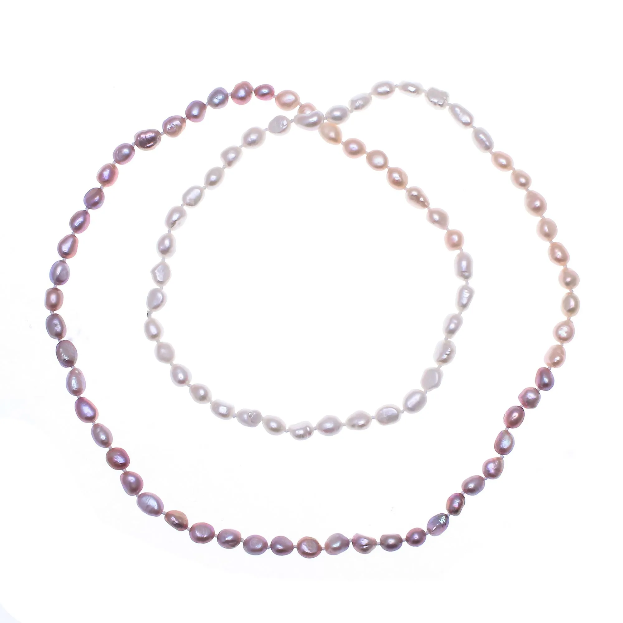 Blissful Woman in Pink Cultured Pearl Beaded Long Necklace in Pink from Thailand