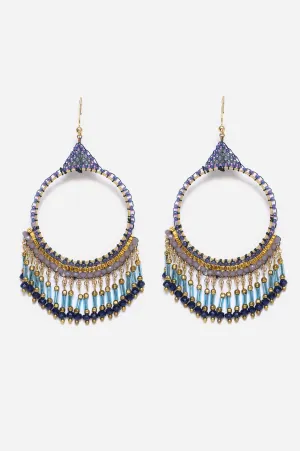 Blue Beaded Contemporary Handmade Earrings