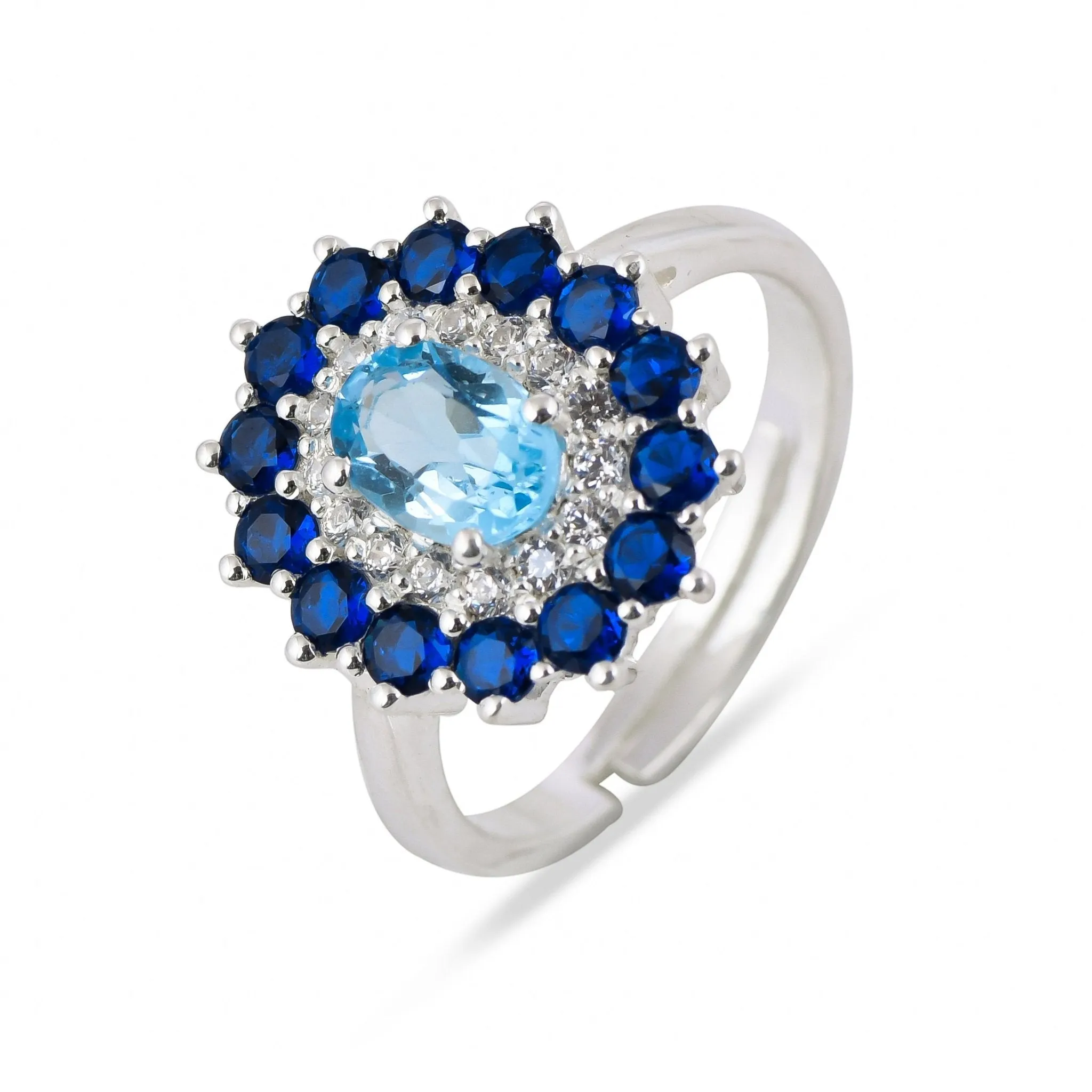 Blue Topaz Ring 925 Silver - From Purl