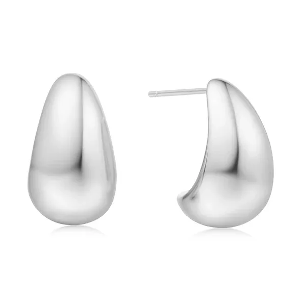 Bold Dome Hoop Earrings in Sterling Silver