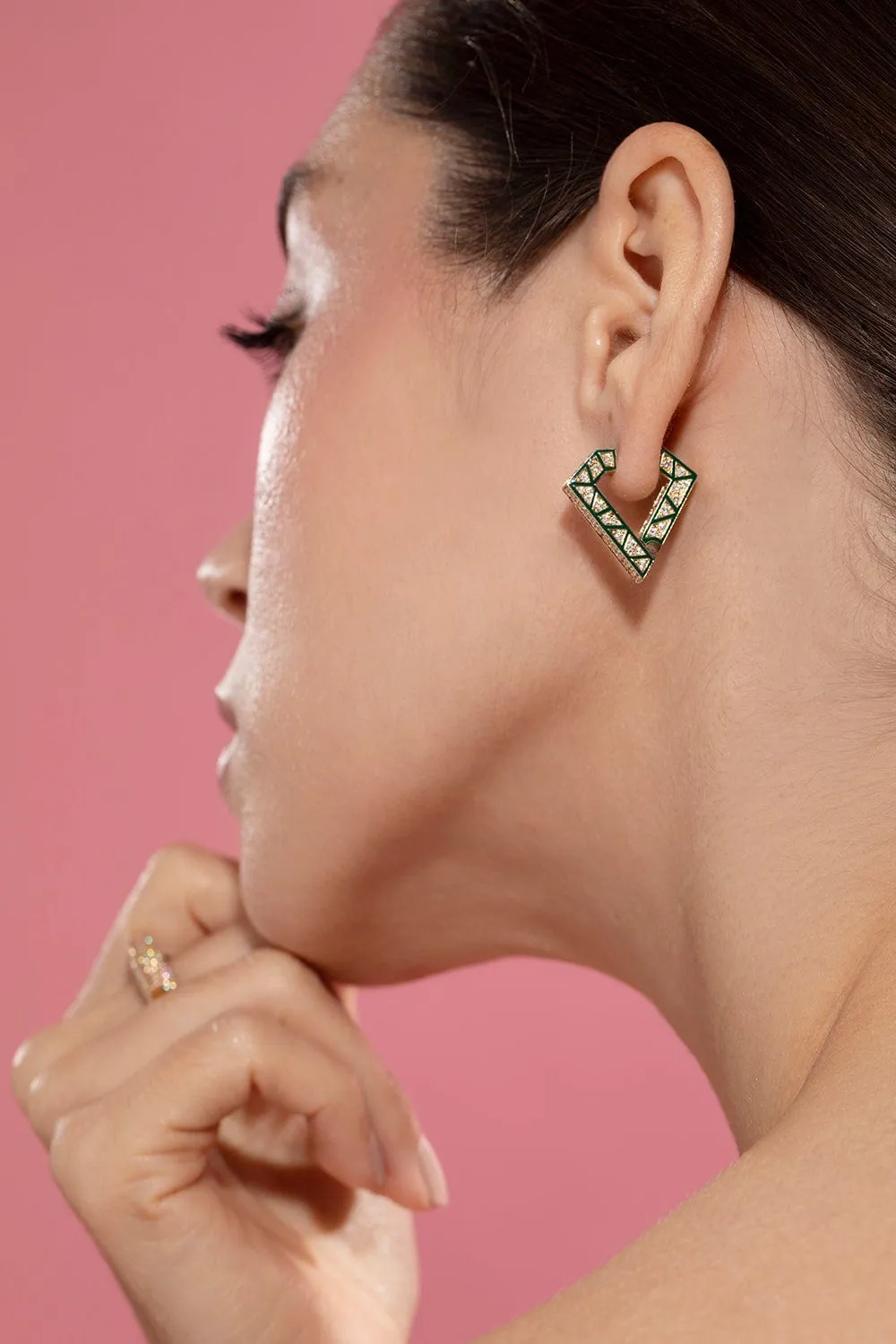 Brute Green Enamel Earrings