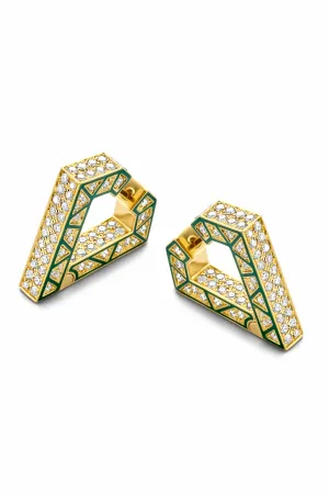 Brute Green Enamel Earrings