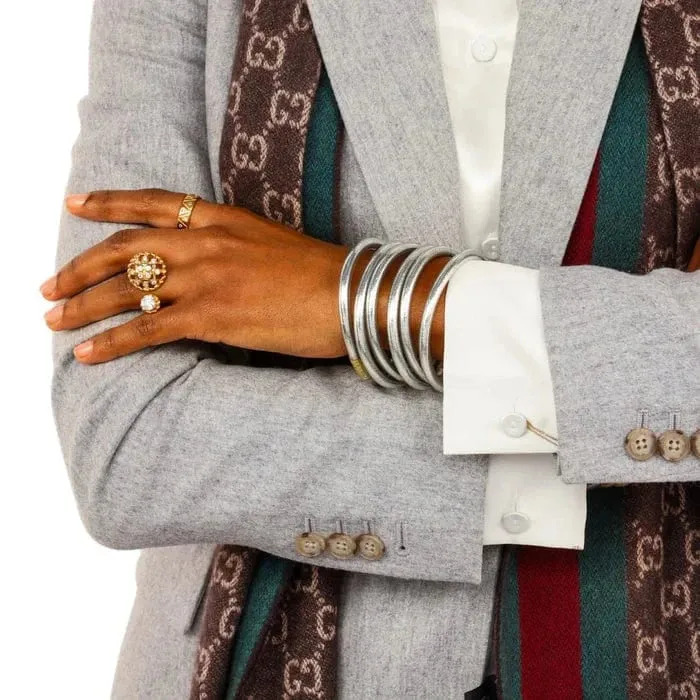 BuDhaGirl All Weather Bangles (Serenity Prayer) In Silver