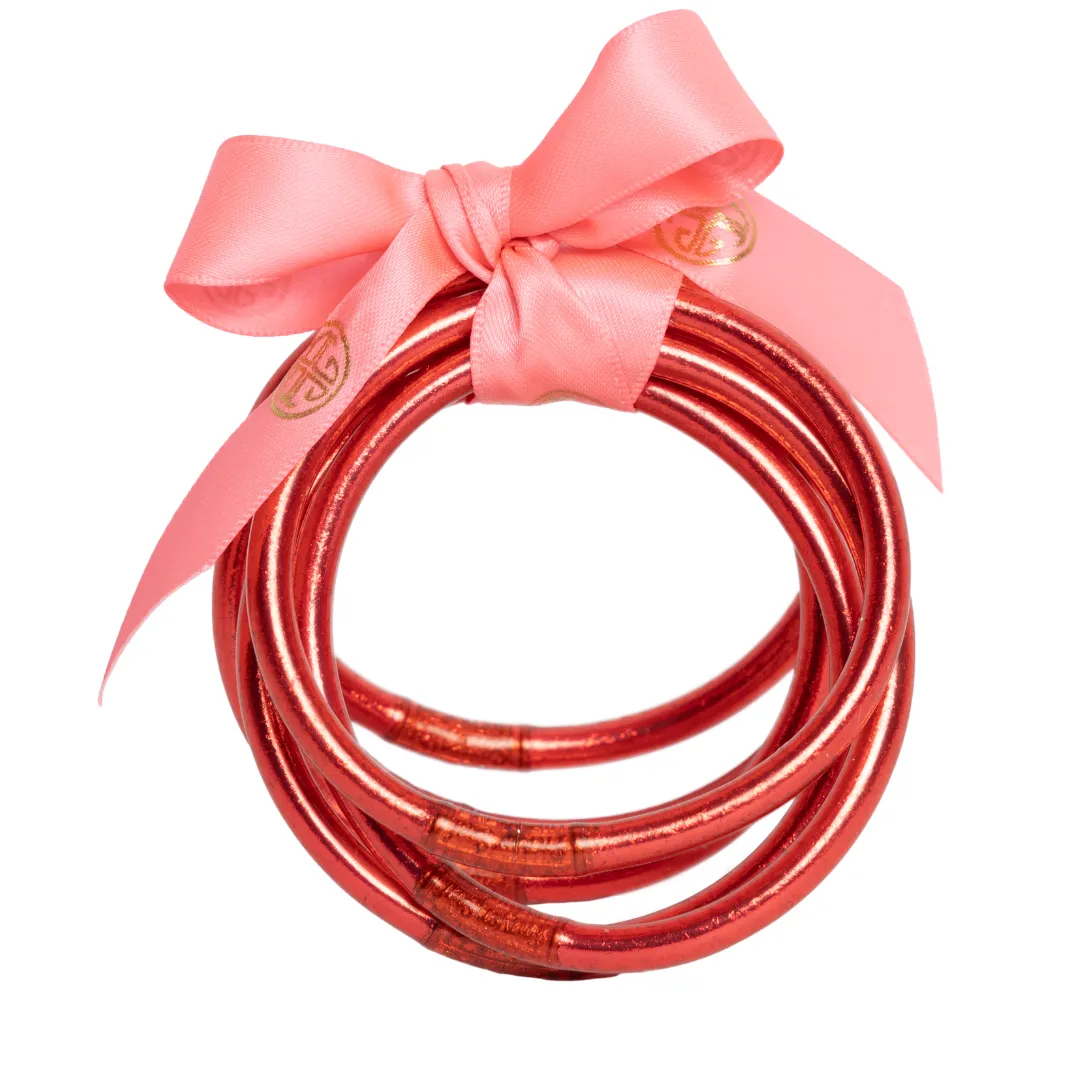 BuDhaGirl | Set of Six | All Weather Bangles in BDG Red/Pink