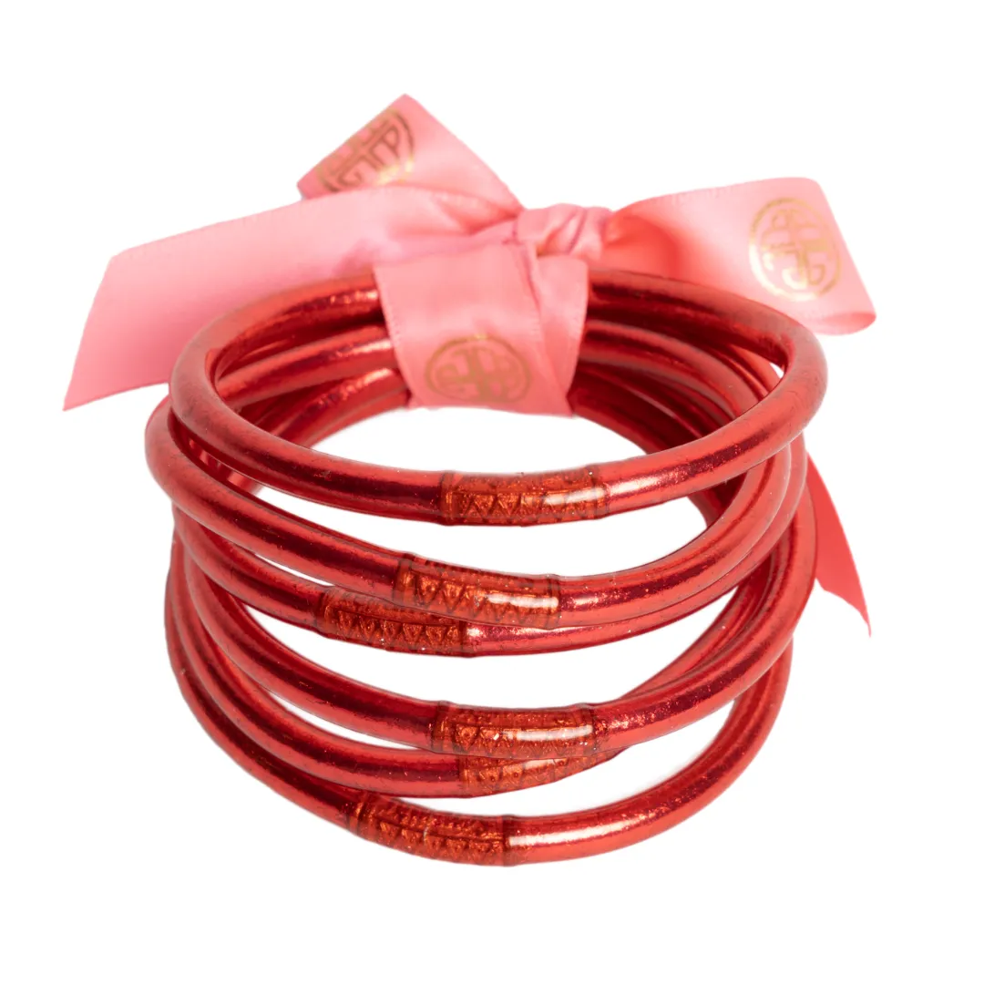 BuDhaGirl | Set of Six | All Weather Bangles in BDG Red/Pink