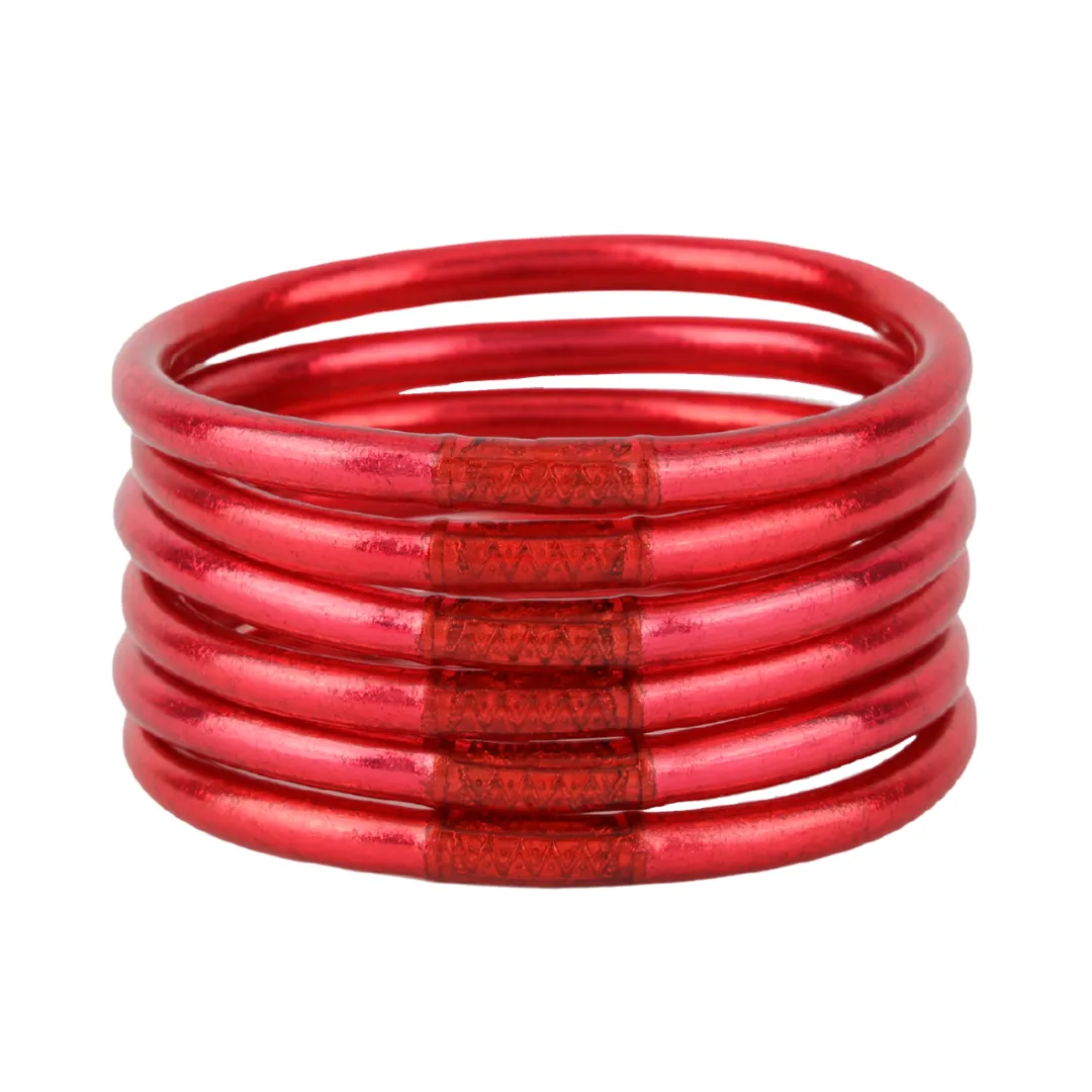 BuDhaGirl | Set of Six | All Weather Bangles in BDG Red/Pink