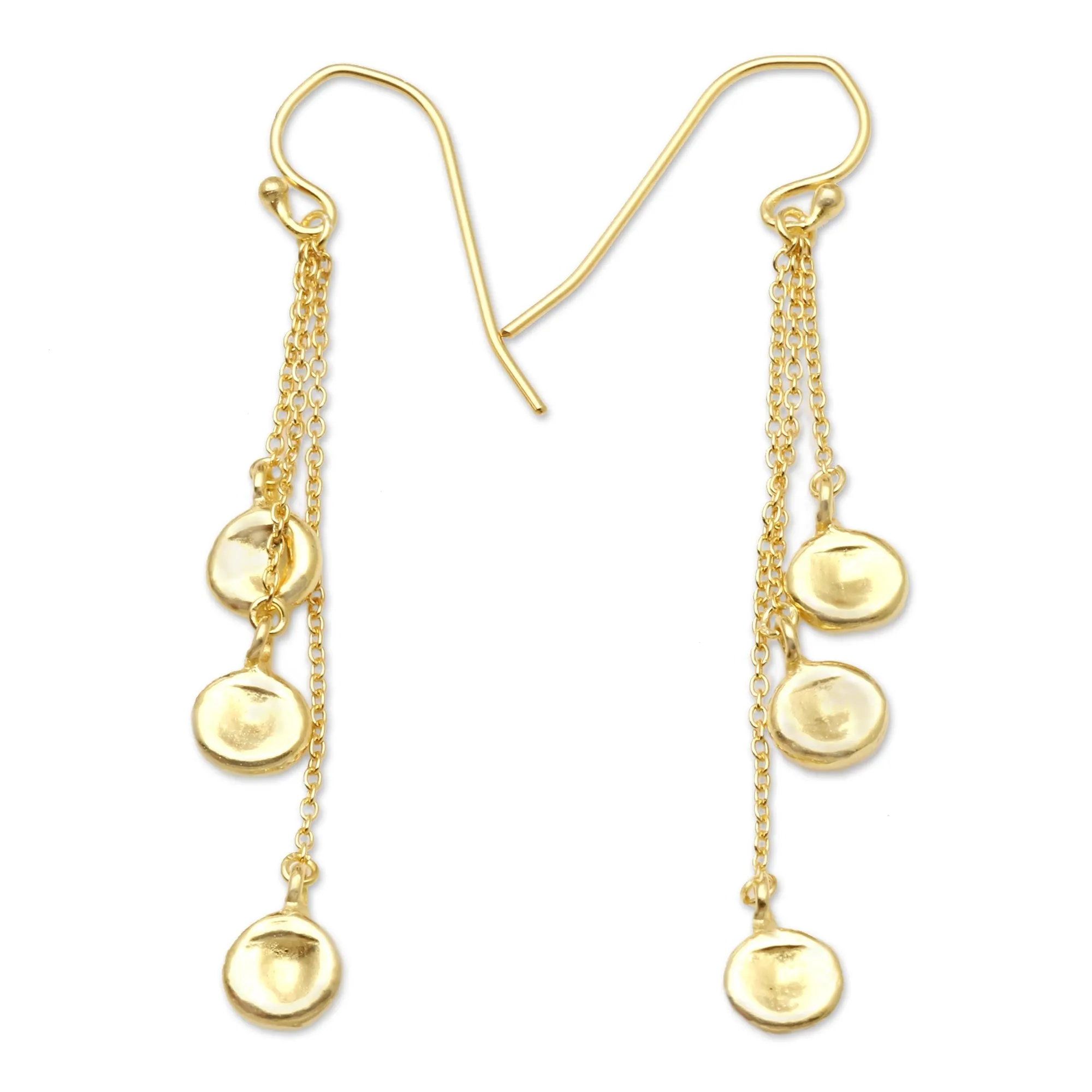 Cantaloupe Fruit Hand Crafted Gold-Plated Dangle Earrings