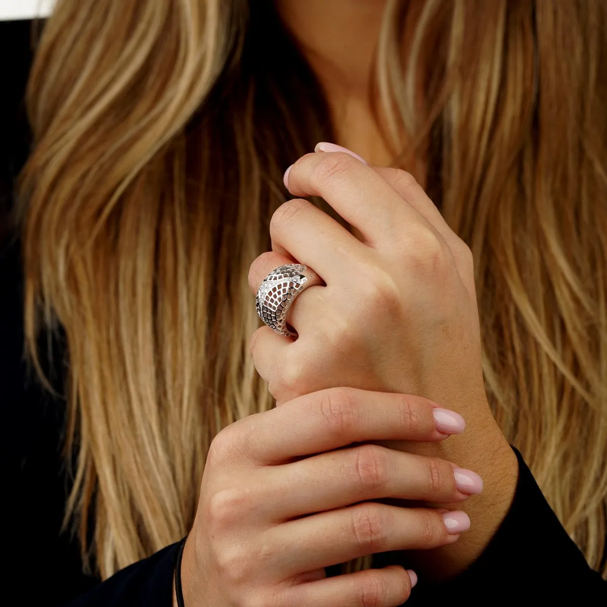 Cartier Nouvelle Vague Diamond White Gold Ring Sz 7