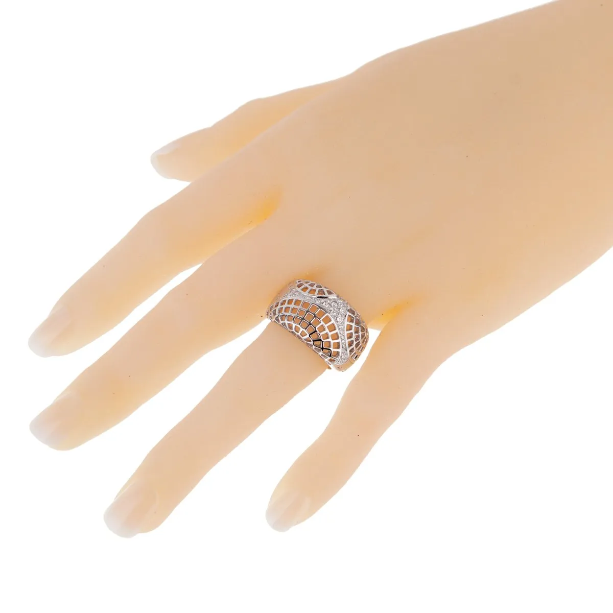 Cartier Paris Diamond White Gold Cocktail Ring Size 6 1/2