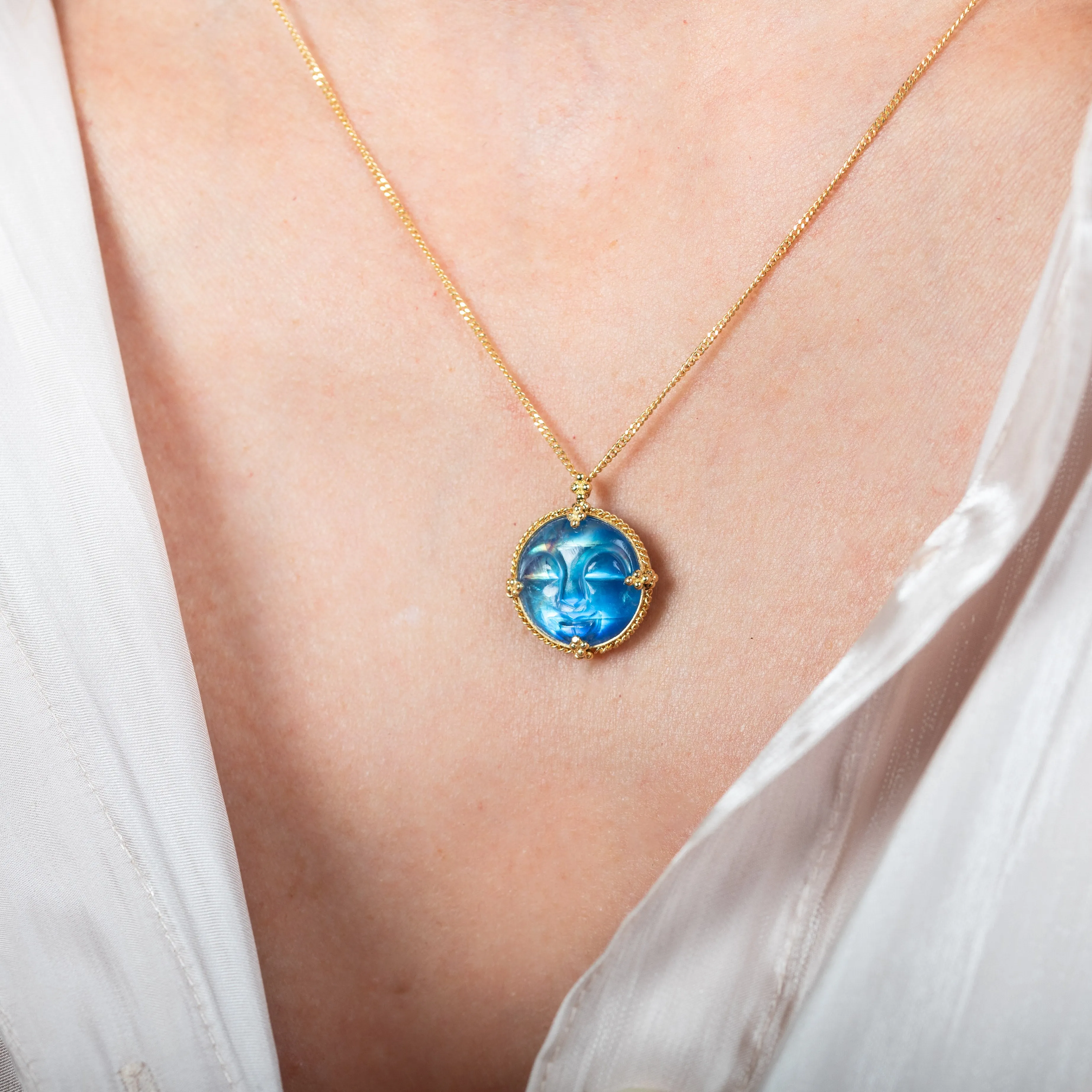 Carved Moon Face Necklace