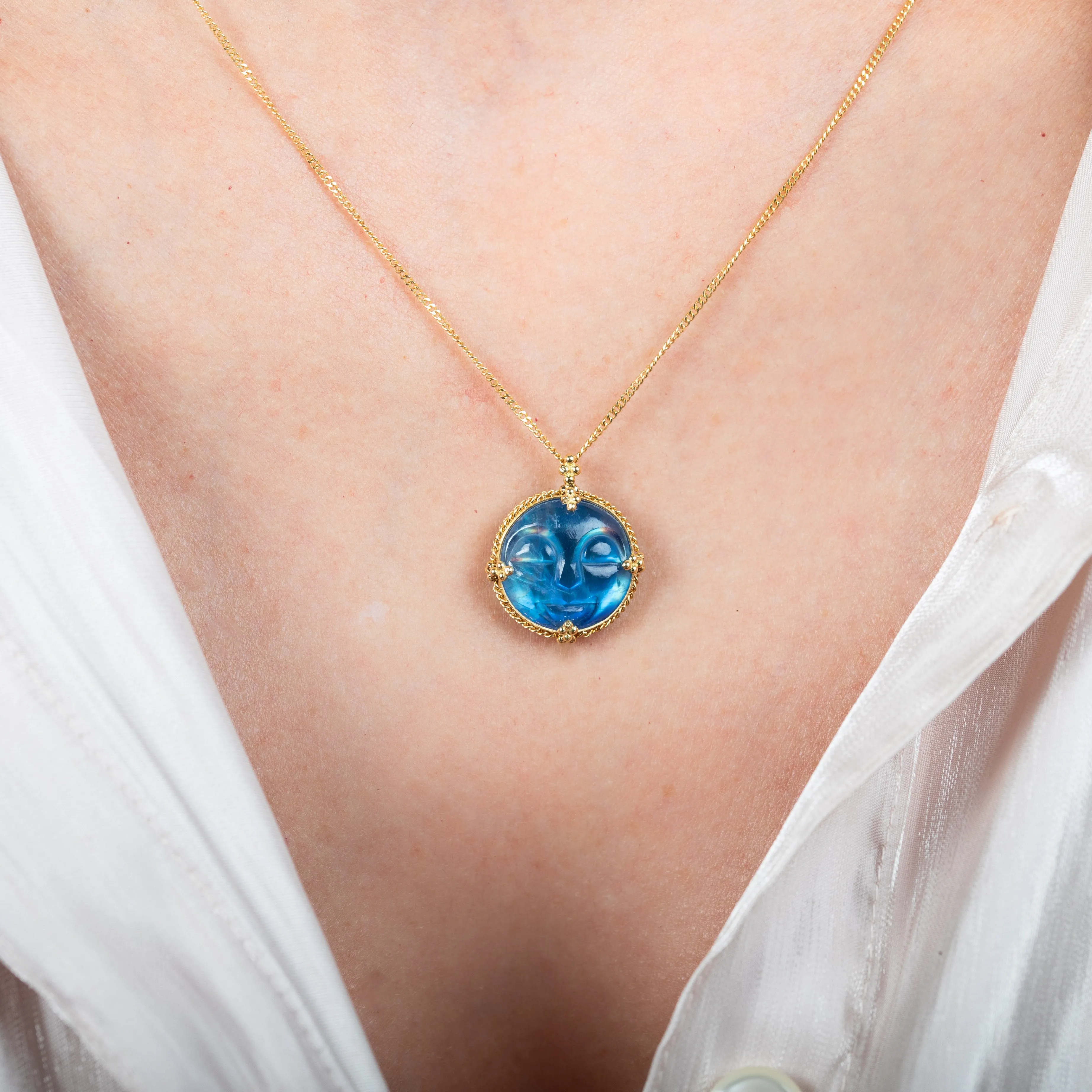 Carved Moon Face Necklace