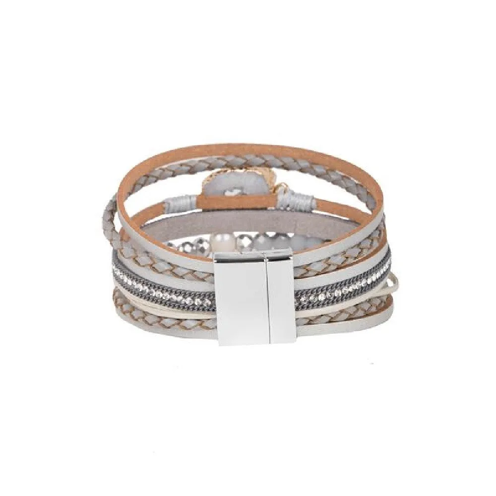 Celestial Geode Leather Bracelet