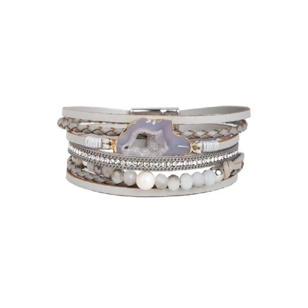 Celestial Geode Leather Bracelet