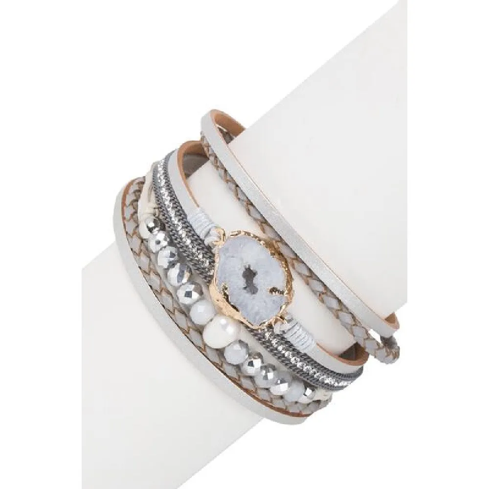 Celestial Geode Leather Bracelet