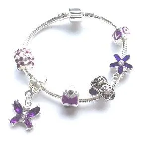 Children's 'Purple Fairy Dream' Silver Plated Charm Bead Bracelet
