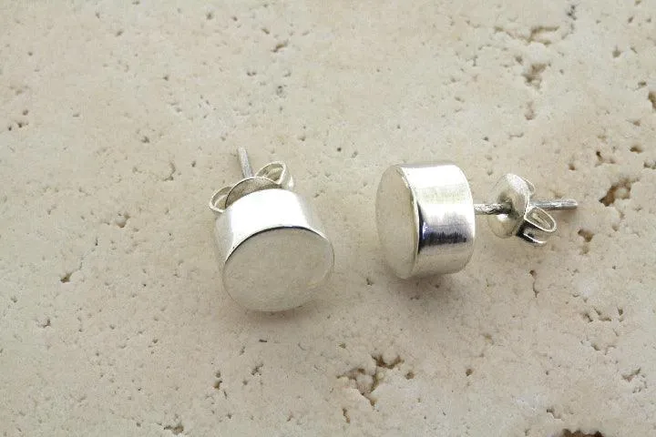 circle cylinder stud - sterling silver