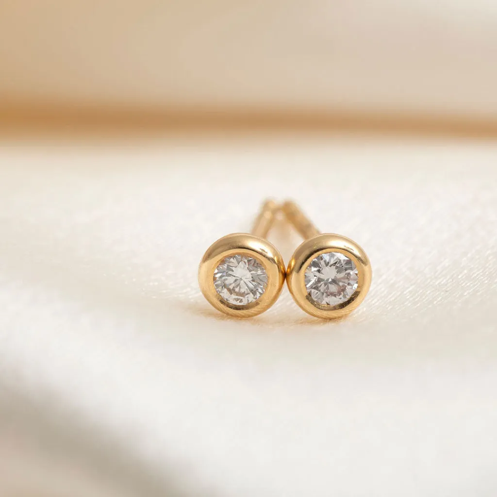 Circlet Rubover Diamond Earrings | 18ct Gold