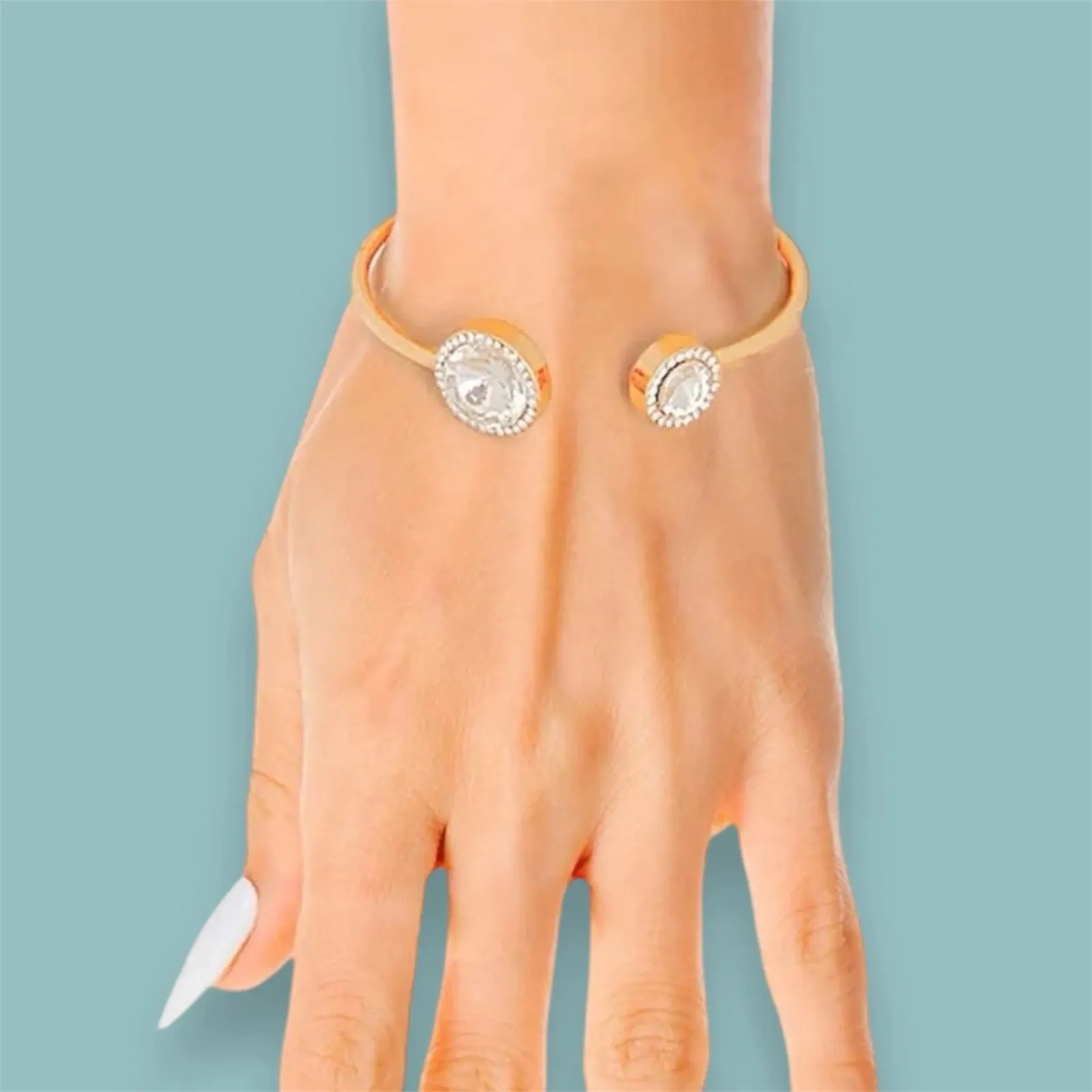 Clarity Cuff Bangle: Stylish Yellow Gold Tone Bracelet for Women