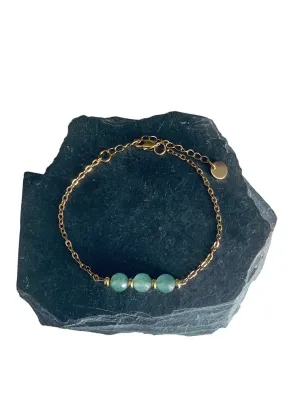 Clover Aventurine Bead Bracelet | Women's Gourmet Bracelet | Magical Natural Stones and 24K Gold Plated Heishi Beads