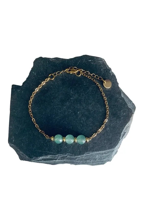 Clover Aventurine Bead Bracelet | Women's Gourmet Bracelet | Magical Natural Stones and 24K Gold Plated Heishi Beads