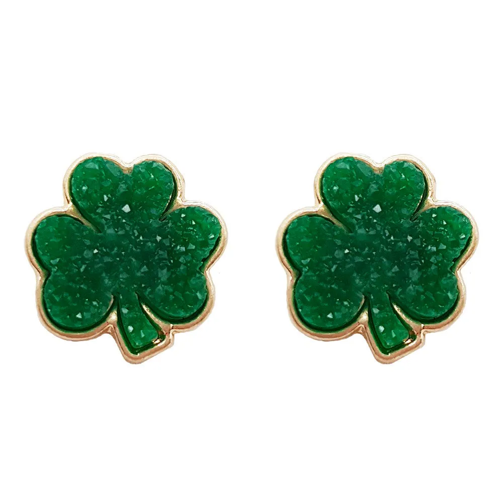 Clover Druzy Stud Earrings