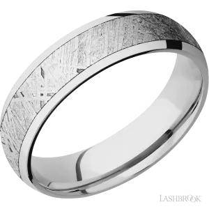 Cobalt Chrome Band with Polish Finish and Meteorite Inlay - 6MM