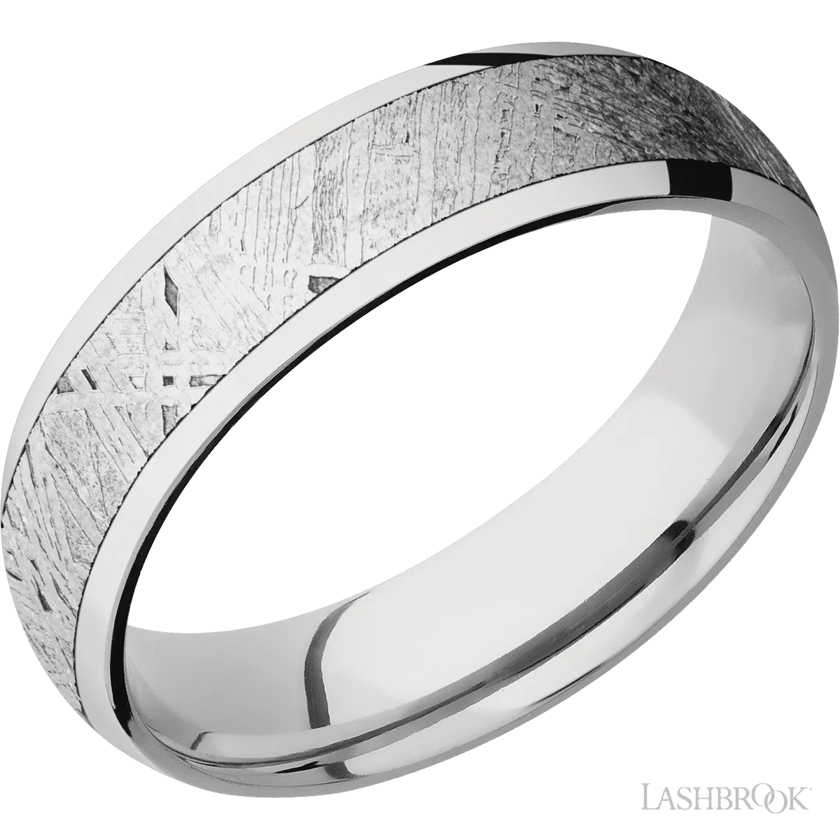 Cobalt Chrome Band with Polish Finish and Meteorite Inlay - 6MM