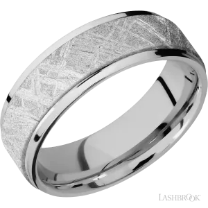 Cobalt Chrome Band with Polish Finish and Meteorite Inlay - 7MM