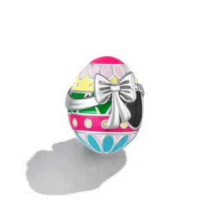 Colorful Easter Egg with Bow Charm