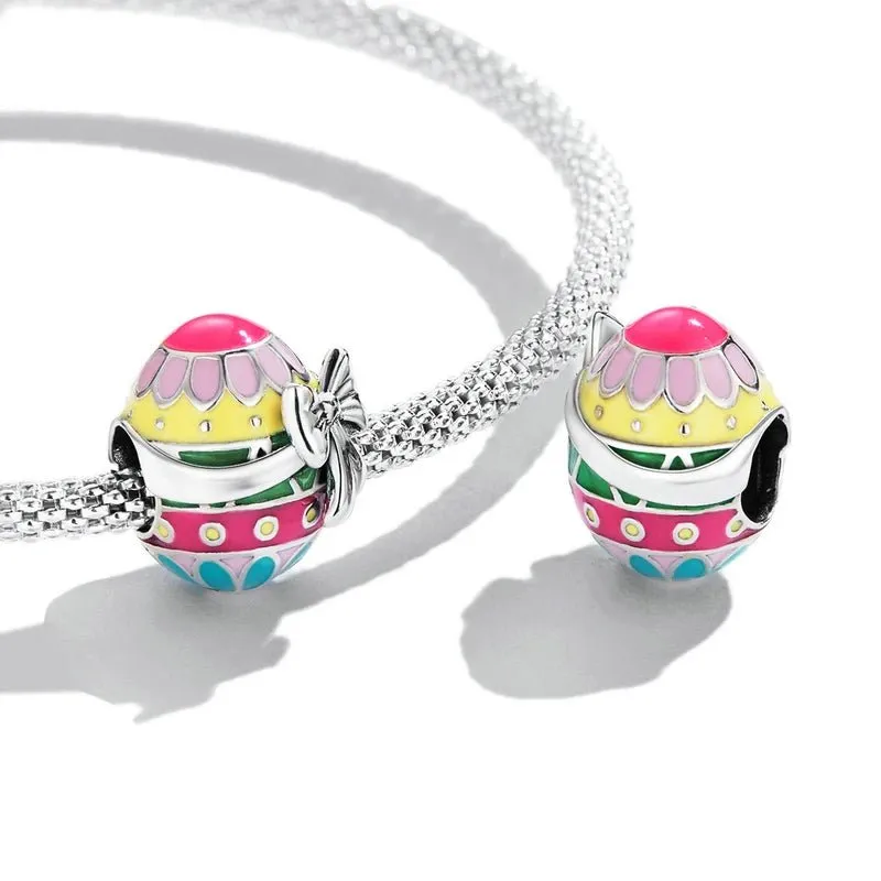 Colorful Easter Egg with Bow Charm