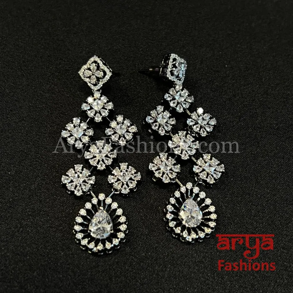 Contemporary CZ Cocktail Chandbali Earrings
