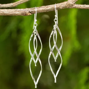 Contemporary Design Dangle Earrings in Sterling Silver - Ribbon Helix | NOVICA