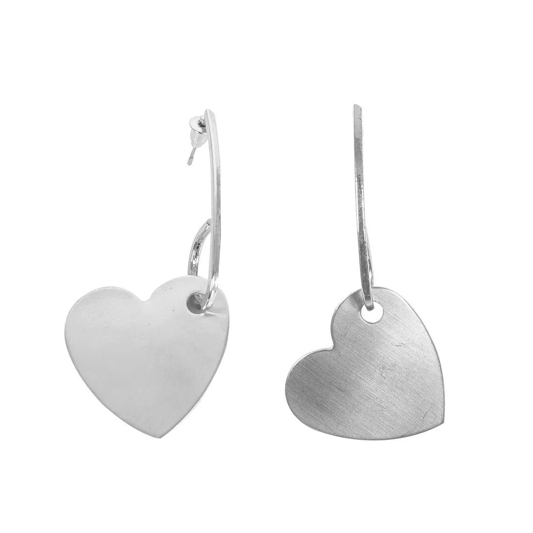 CONTEMPORARY HEART METALLIC DROP EARRINGS