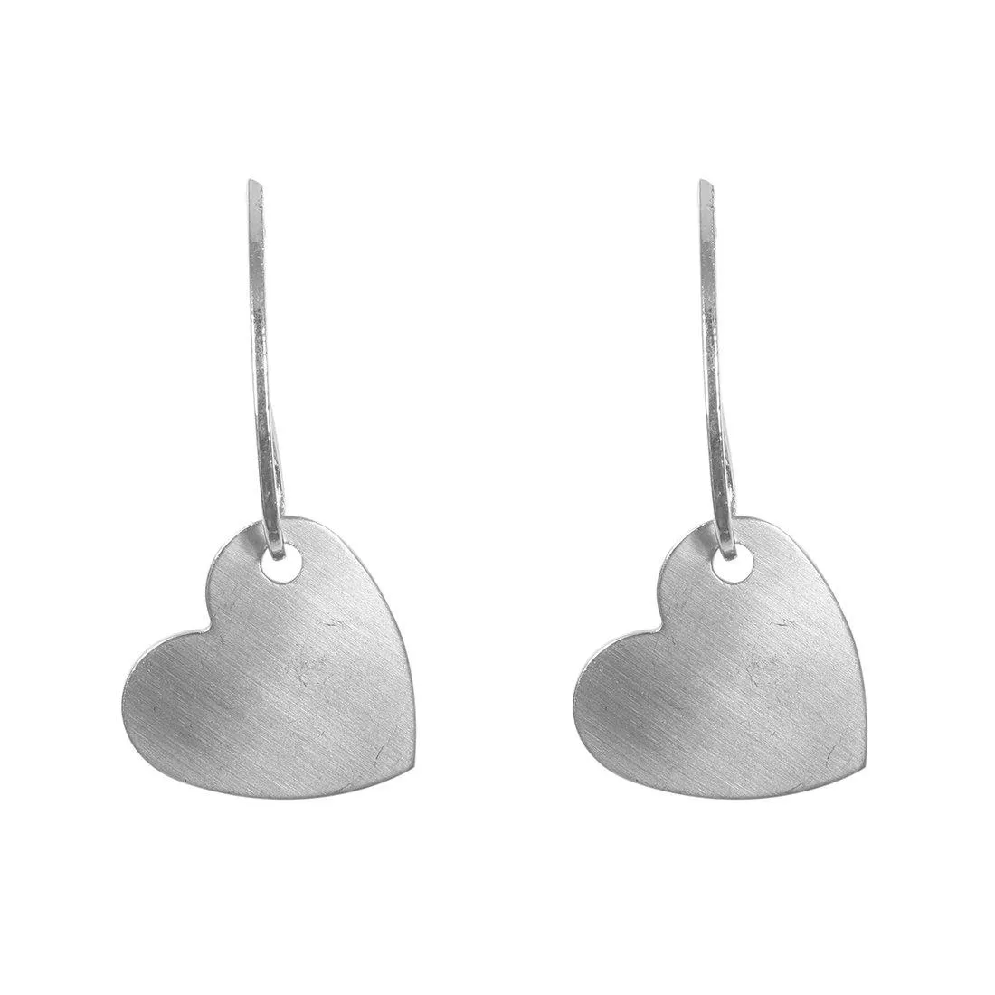 CONTEMPORARY HEART METALLIC DROP EARRINGS