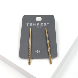 Contemporary long bar earrings with subtle groove texture
