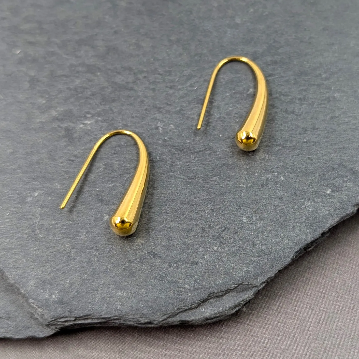 Contemporary organic bar stainless steel earring